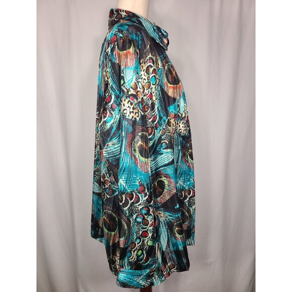 Drapers Studio Long Sleeves Womens Shirt Top 2 Piece Set Peacock Size L A100 - Picture 7 of 14